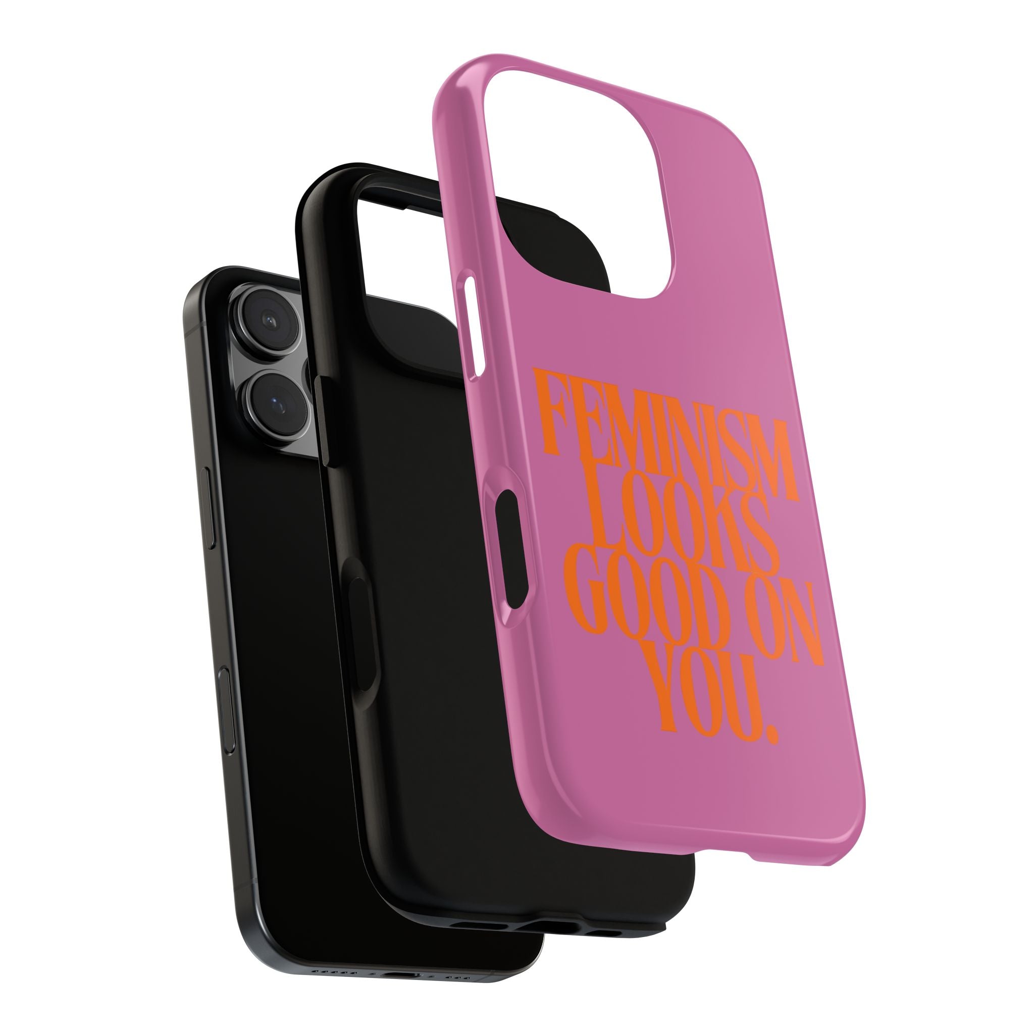 Feminism Looks Good On You phone case | Feminist typography iPhone case