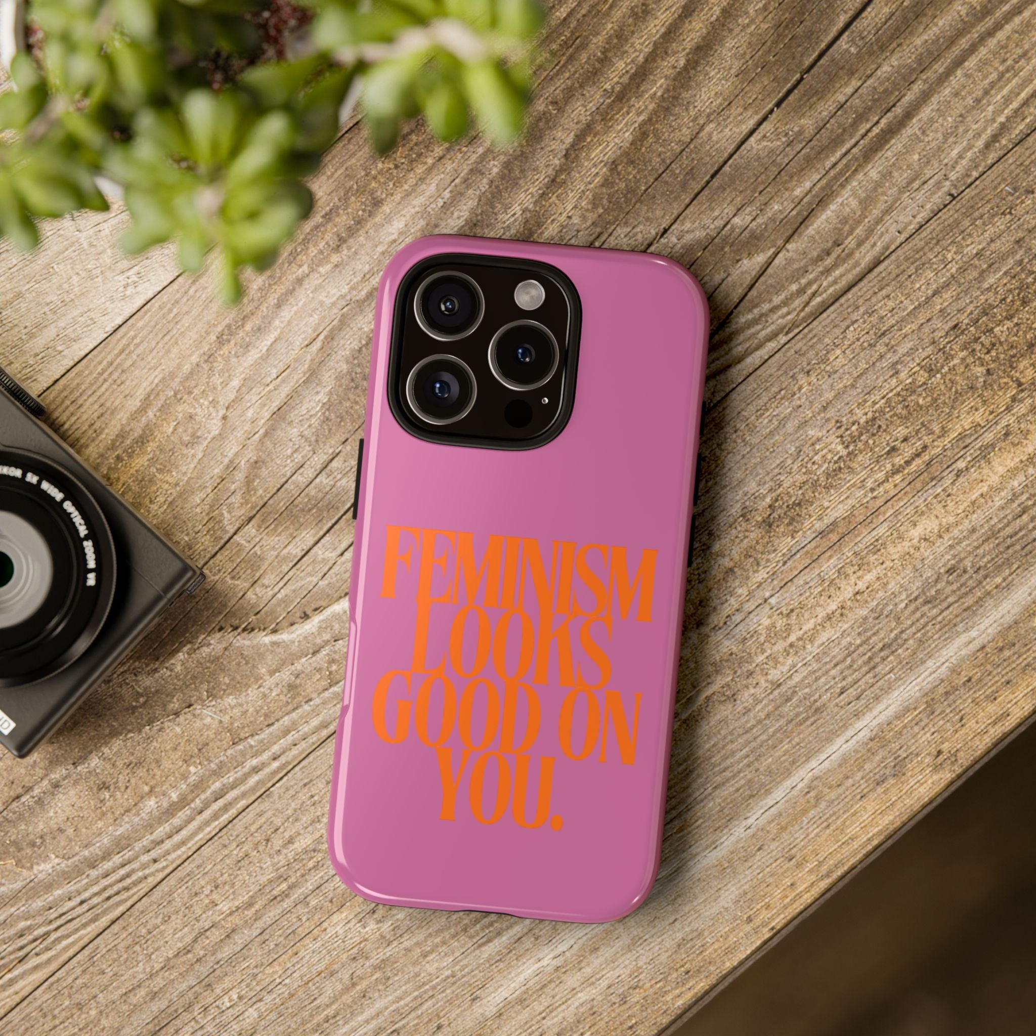 Feminism Looks Good On You phone case | Feminist typography iPhone case