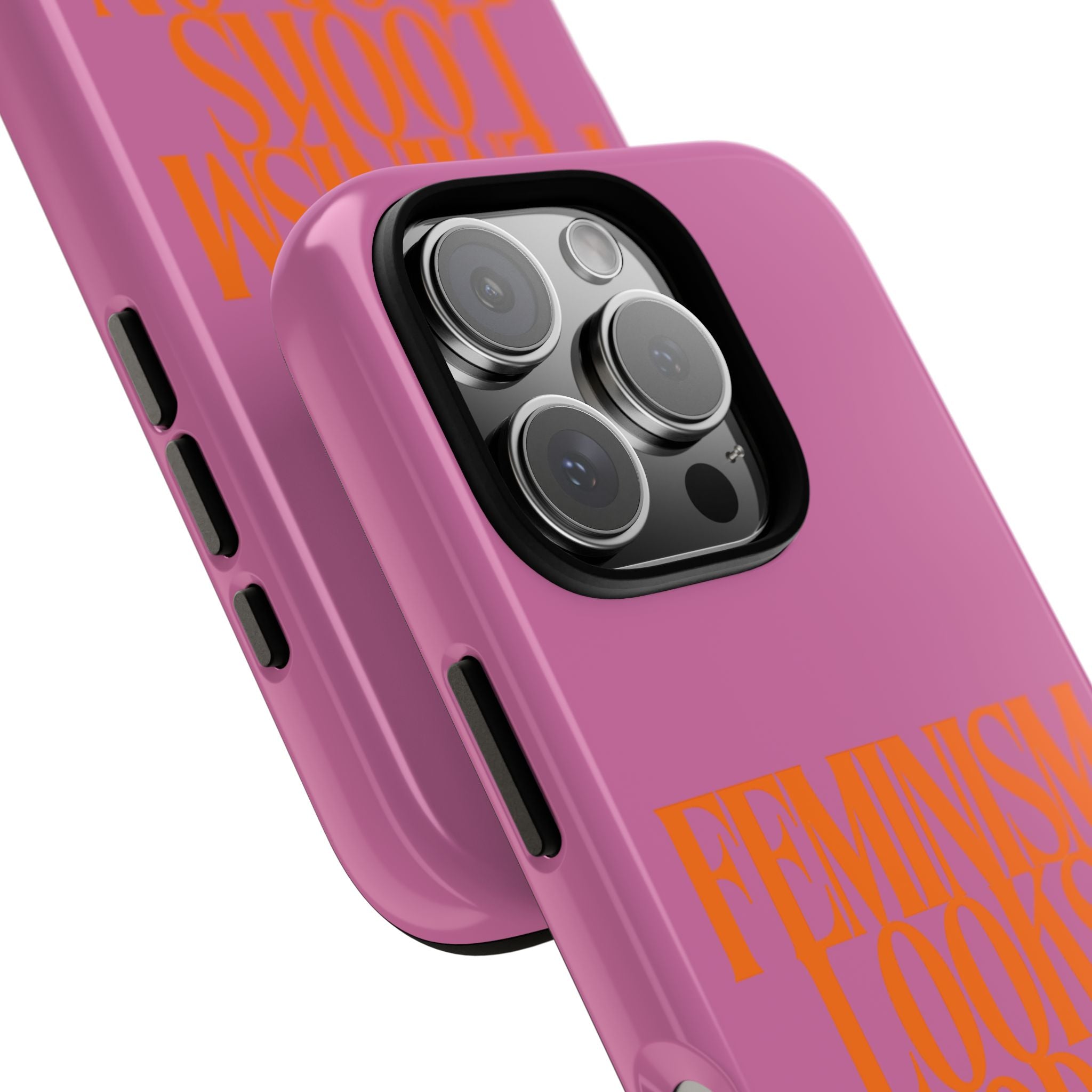 Feminism Looks Good On You phone case | Feminist typography iPhone case
